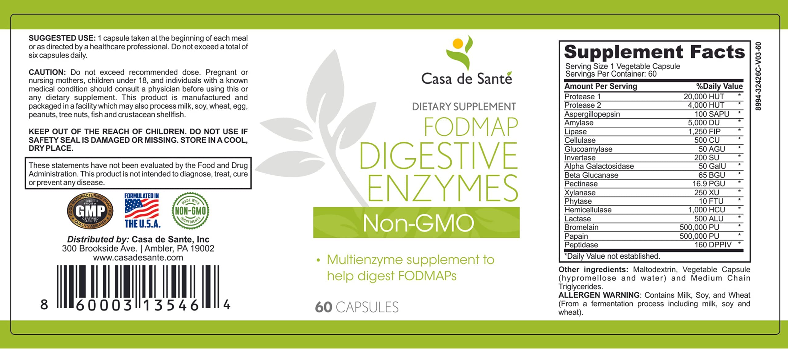 Casa de Sante bromelain and papain capsules aiding protein breakdown after meals.