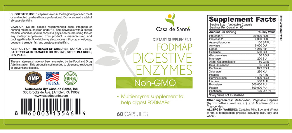 Casa de Sante bromelain and papain capsules aiding protein breakdown after meals.