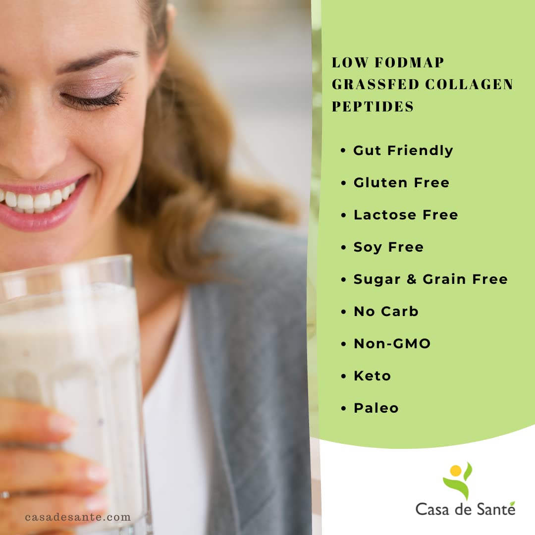 Casa de Sante collagen peptides dissolving smoothly without clumps in liquid.