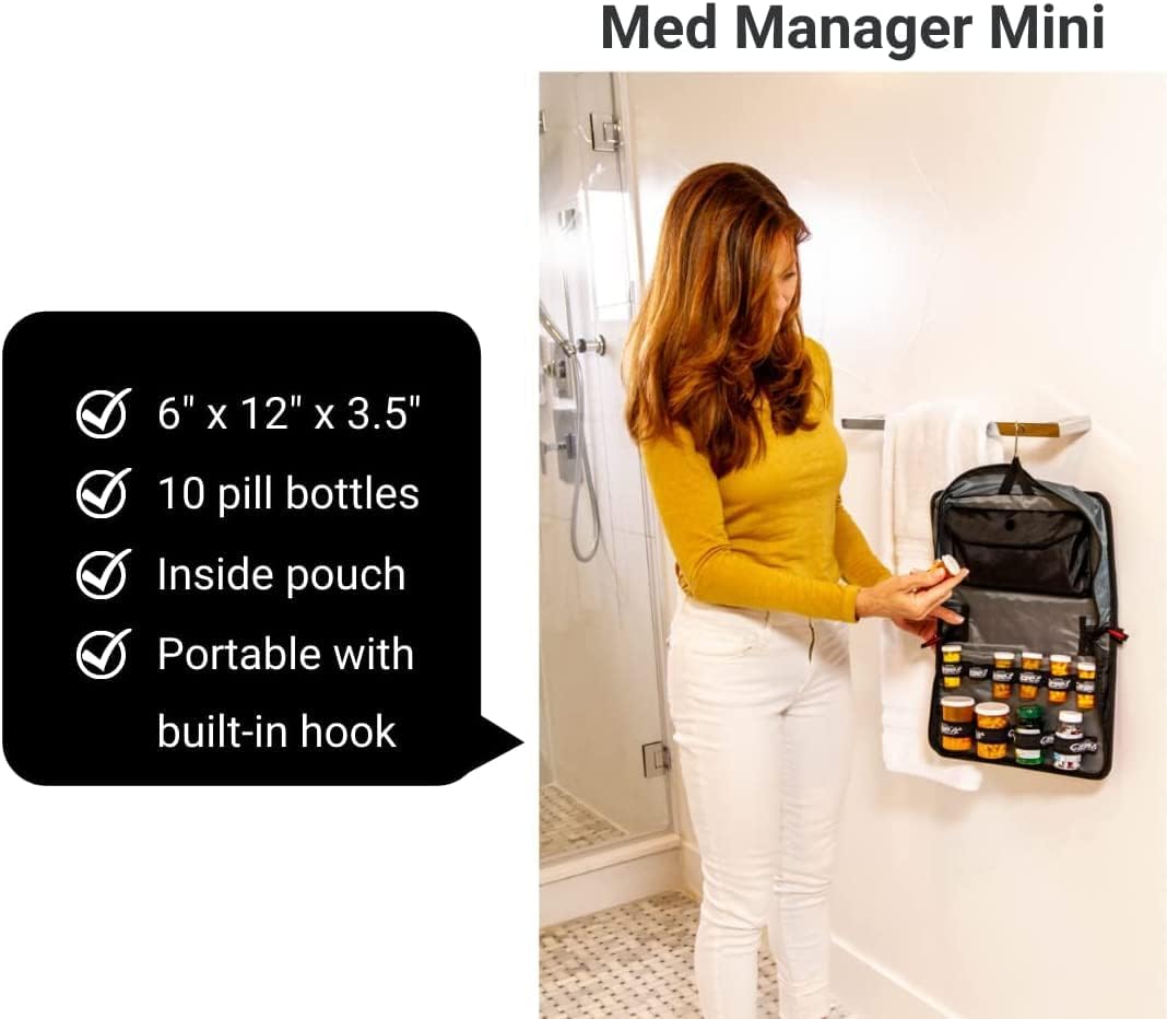 Case-It Med Manager built-in handle and shoulder strap enhance portability.