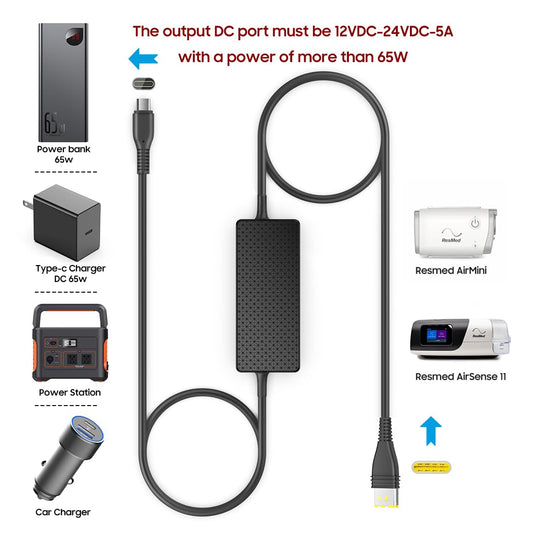 Casimy PD USB-C 20V to 24V AirSense11 cable for reliable travel use