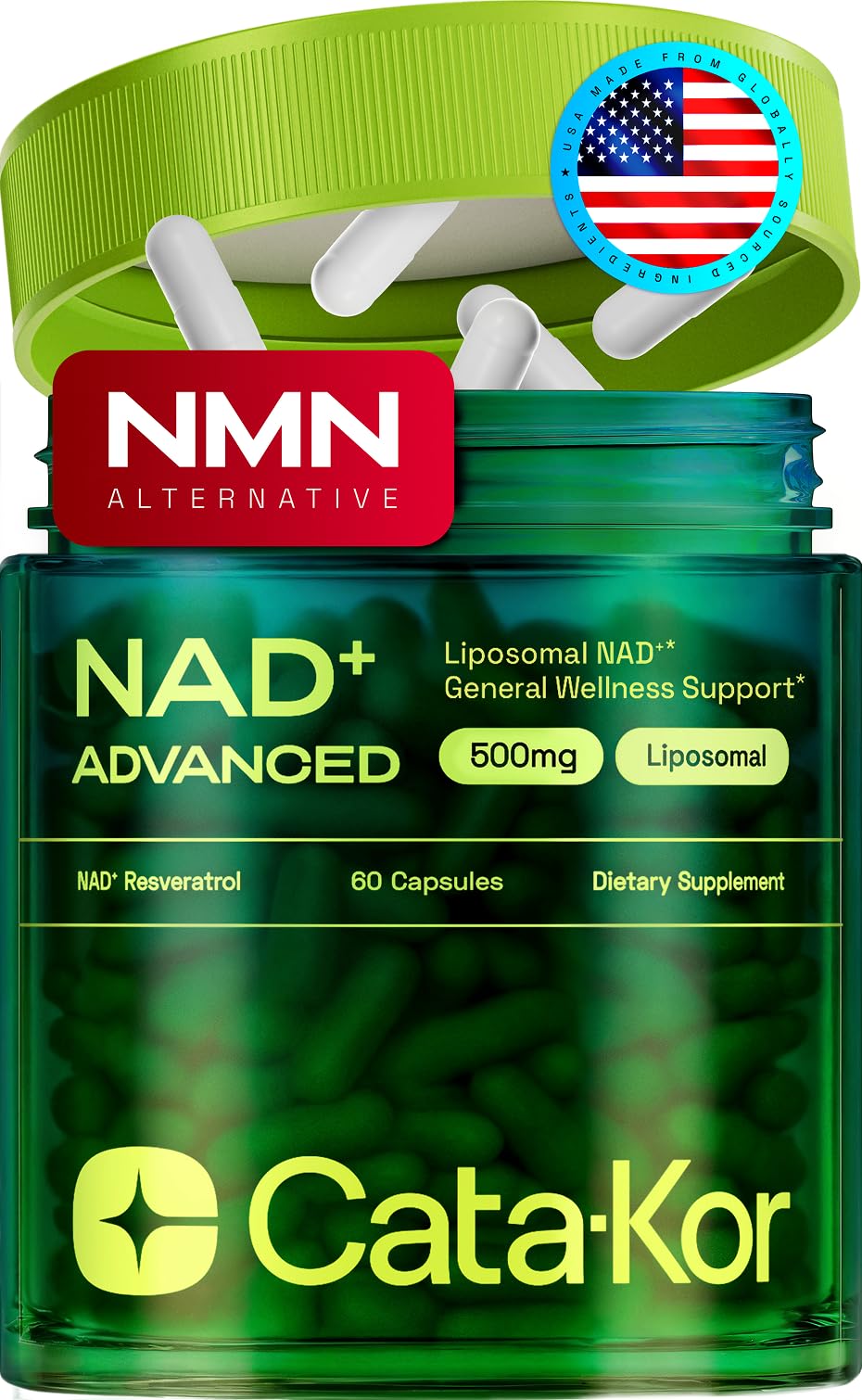 Cata-Kor Liposomal NAD bottle front for daily wellness support