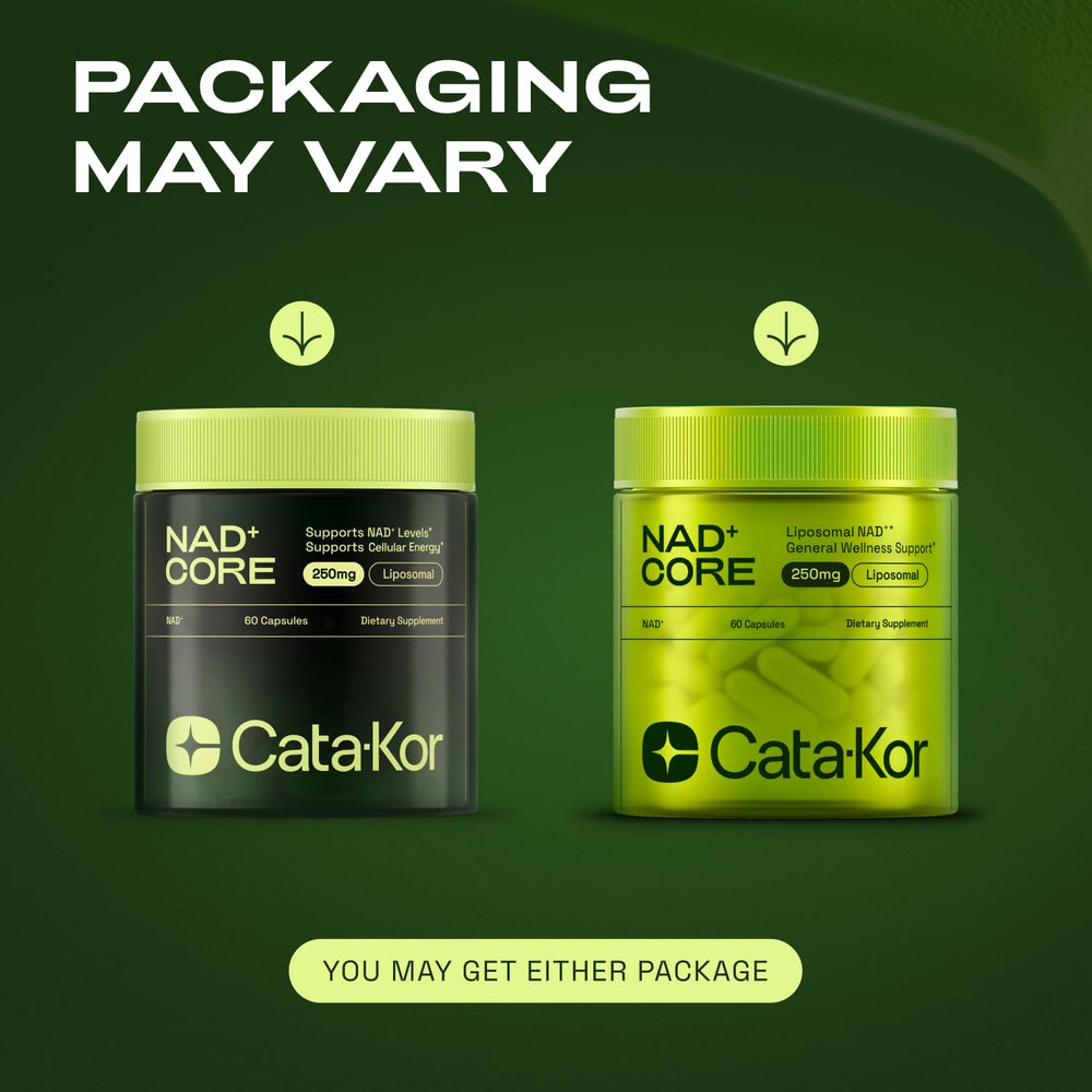 Cata-Kor NAD Core ingredients globe label showing global sourcing