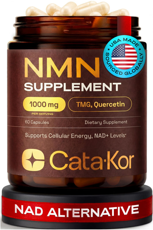 Cata-Kor NMN supplement bottle front suggesting daily energy support