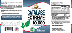 Catalase Extreme label detail emphasizing 10,000 IU catalase and ingredients