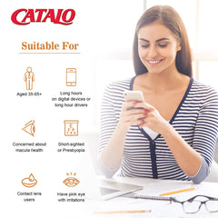 CATALO Bilberry Eyebright Extract Gold serving scene demonstrates daily use routine.