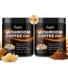 Catfit instant mushroom coffee powder in a jar for smooth energy and focus.