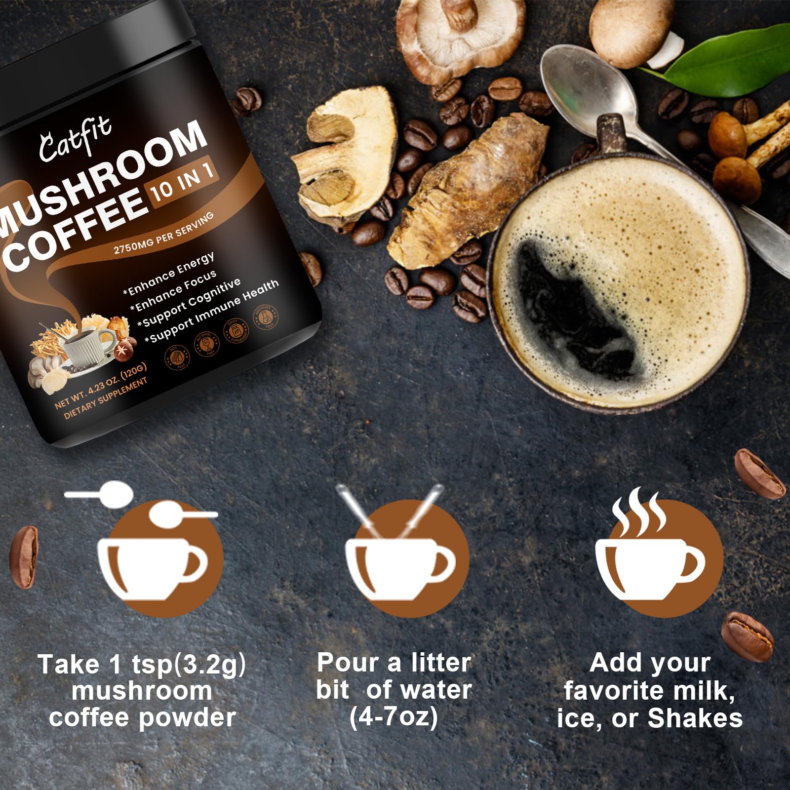 Catfit smooth energy with low-acid formula gentle on the stomach.
