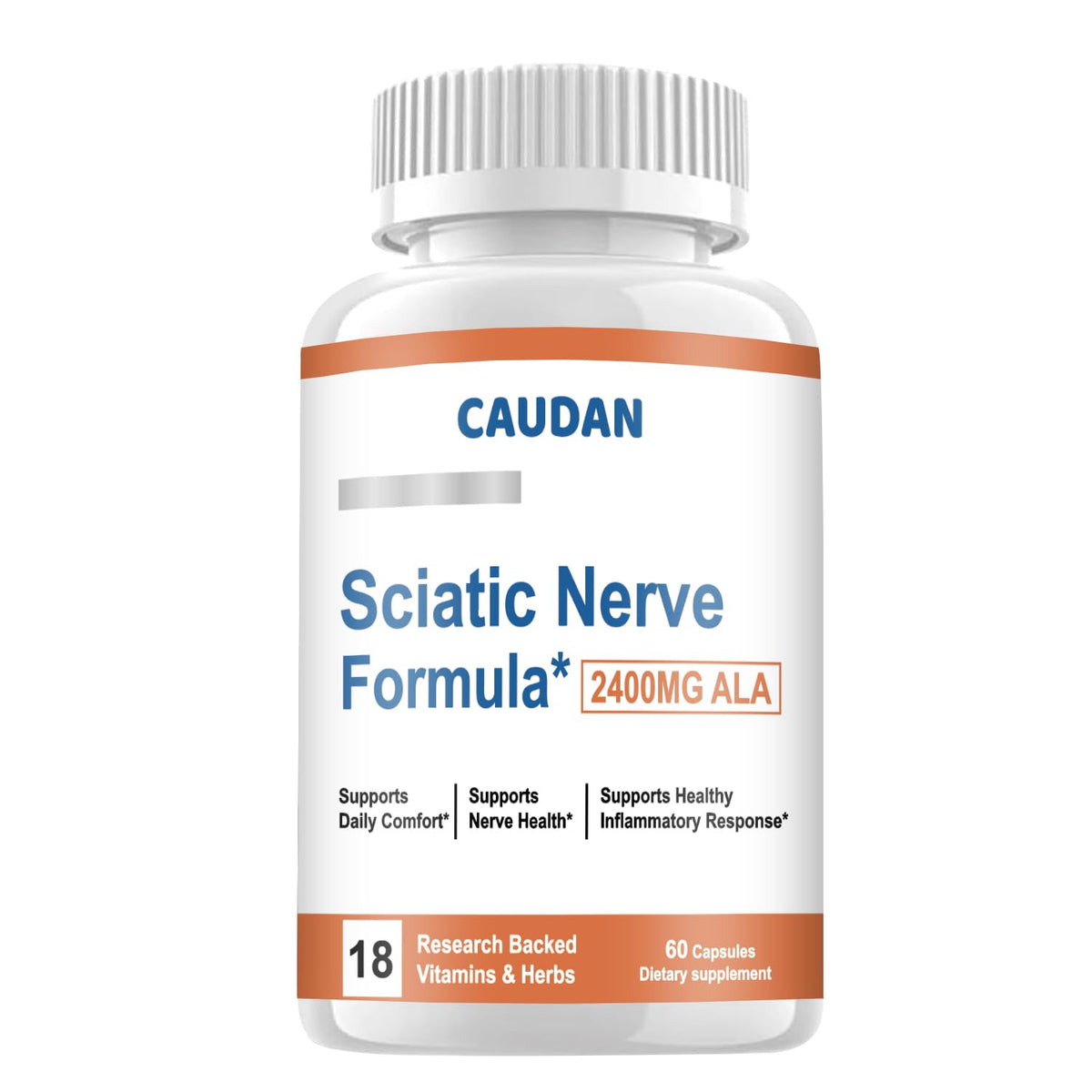 CAUDAN Sciatic Nerve Health bottle showcasing daily nerve support and mobility.