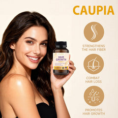 CAUPIA Hair Energy capsules poured into hand show easy daily intake.