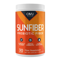 CAVU NUTRITION Sunfiber bottle shown for gentle daily fiber support.