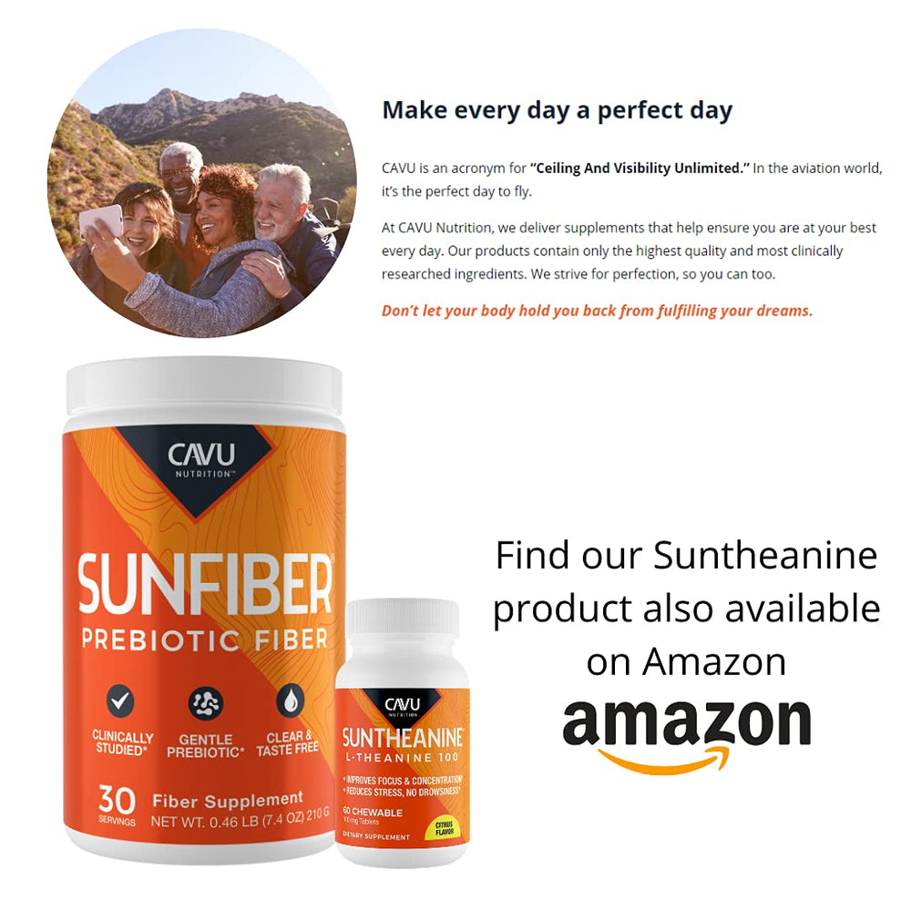 Ingredients label on Sunfiber box emphasizing low-FODMAP, prebiotic fiber.