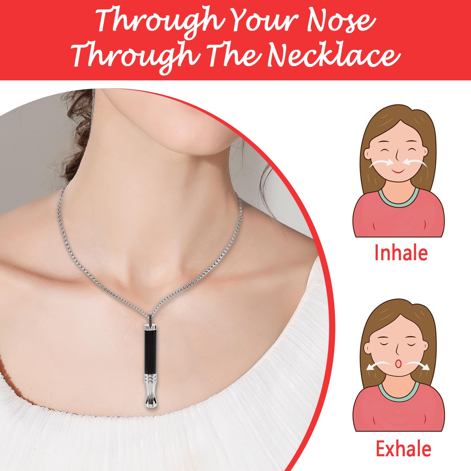cbcxaok Breathe Free necklace worn as discreet wellness accessory for focus