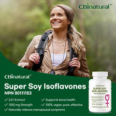 CBI Natural Soy Isoflavones capsules in bottle for daily routine
