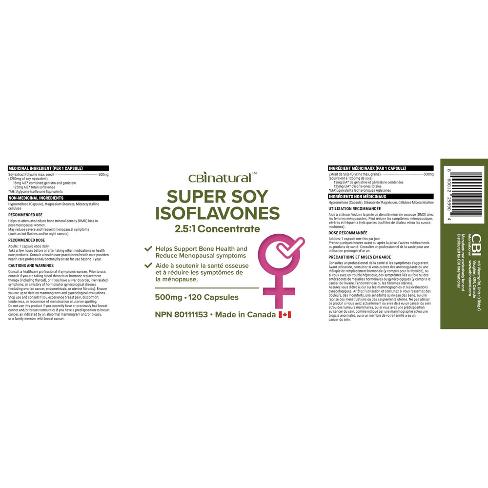 CBI Natural Soy Isoflavones packaging studio shot showcasing vegan, gluten-free formula