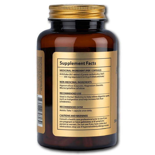 CBI Natural Artichoke 20:1 capsules showing high-potency digestive support.
