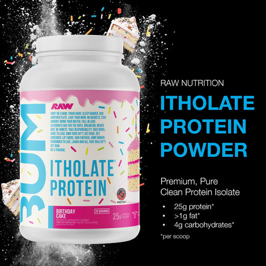 CBUM Itholate Birthday Cake label close-up highlighting quality