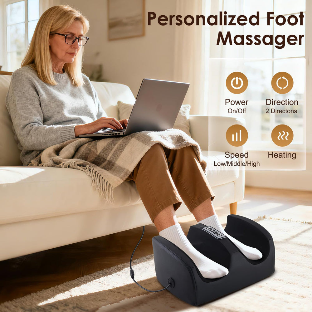 CCHYF massager targeting calves with warm massage to improve circulation.