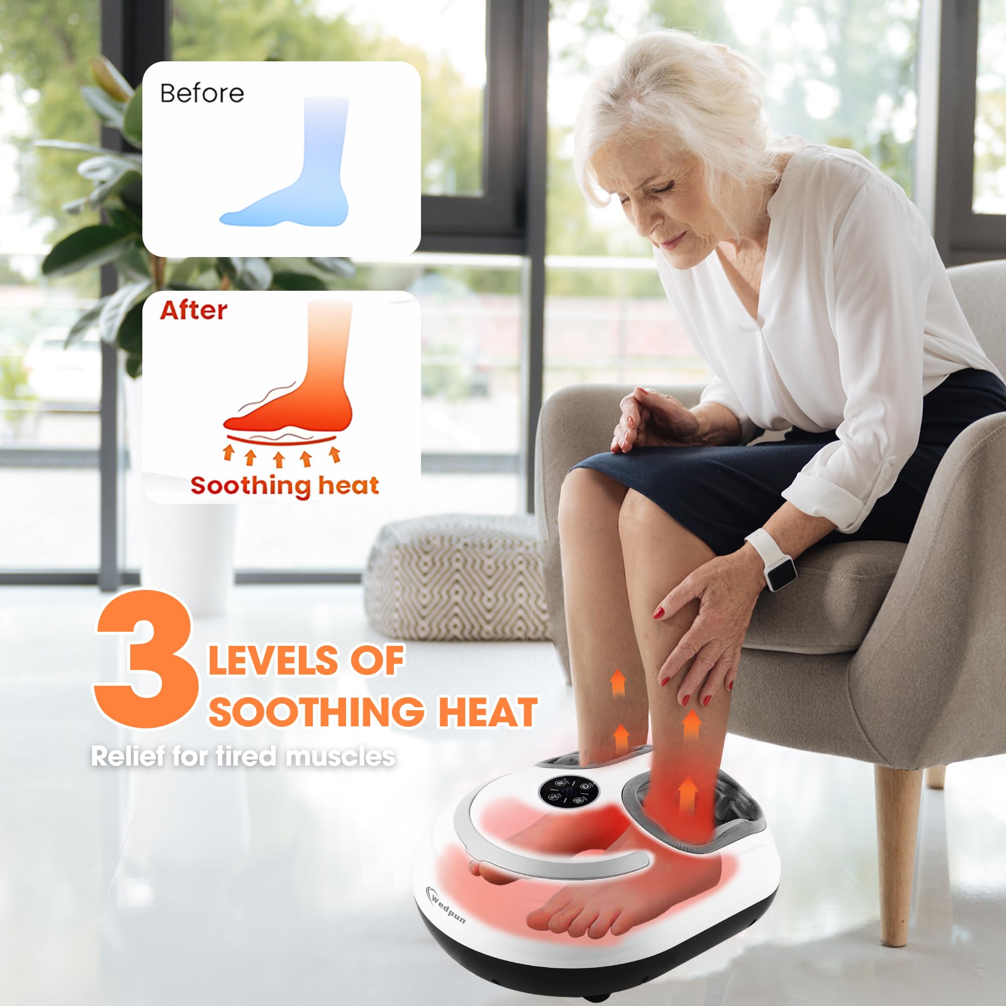 CCHYF massager digital display showing mode and temperature options