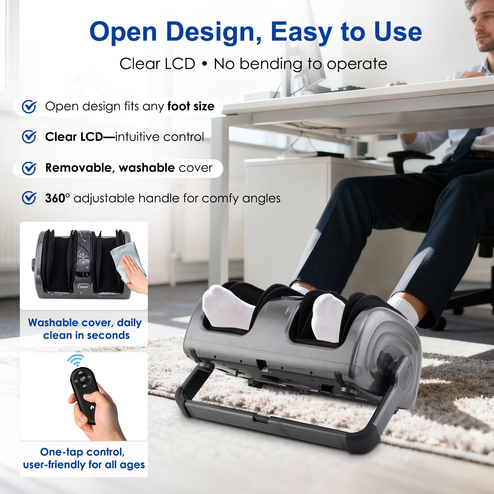 CCHYF Shiatsu foot massager removable cover simplifies daily cleaning