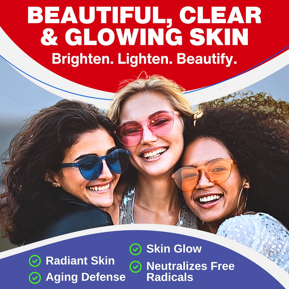 CCL Supplements glutathione label emphasizing skin clarity and radiant appearance.