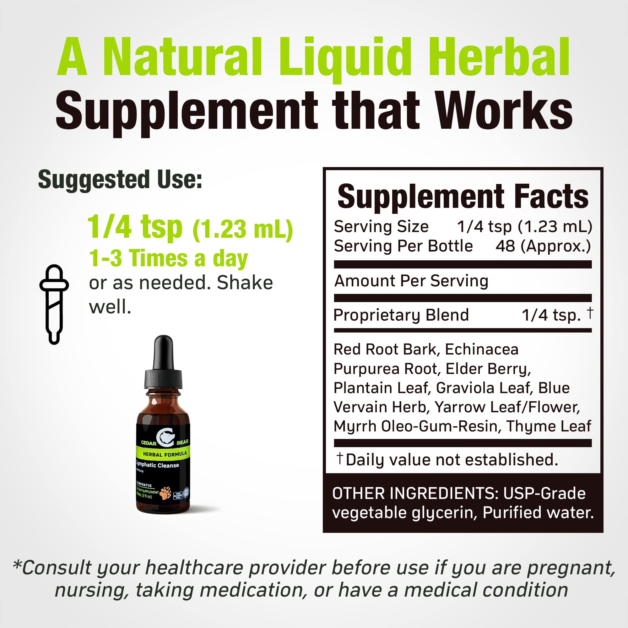 Cedar Bear Naturales lymphatic drainage drops pour for convenient daily use