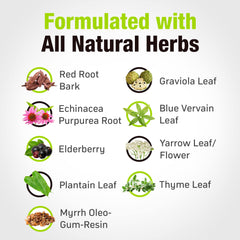 Cedar Bear Naturales red root bark and herbs close-up for natural detox support