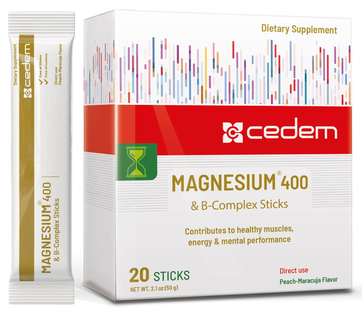 CEDEM Magnesium 400mg peach stick on tongue for easy daily use