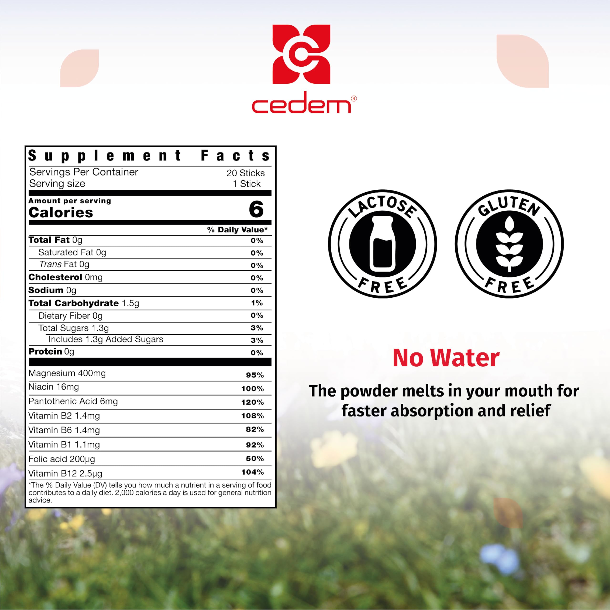 CEDEM magnesium stick dissolves on tongue without water for on-the-go