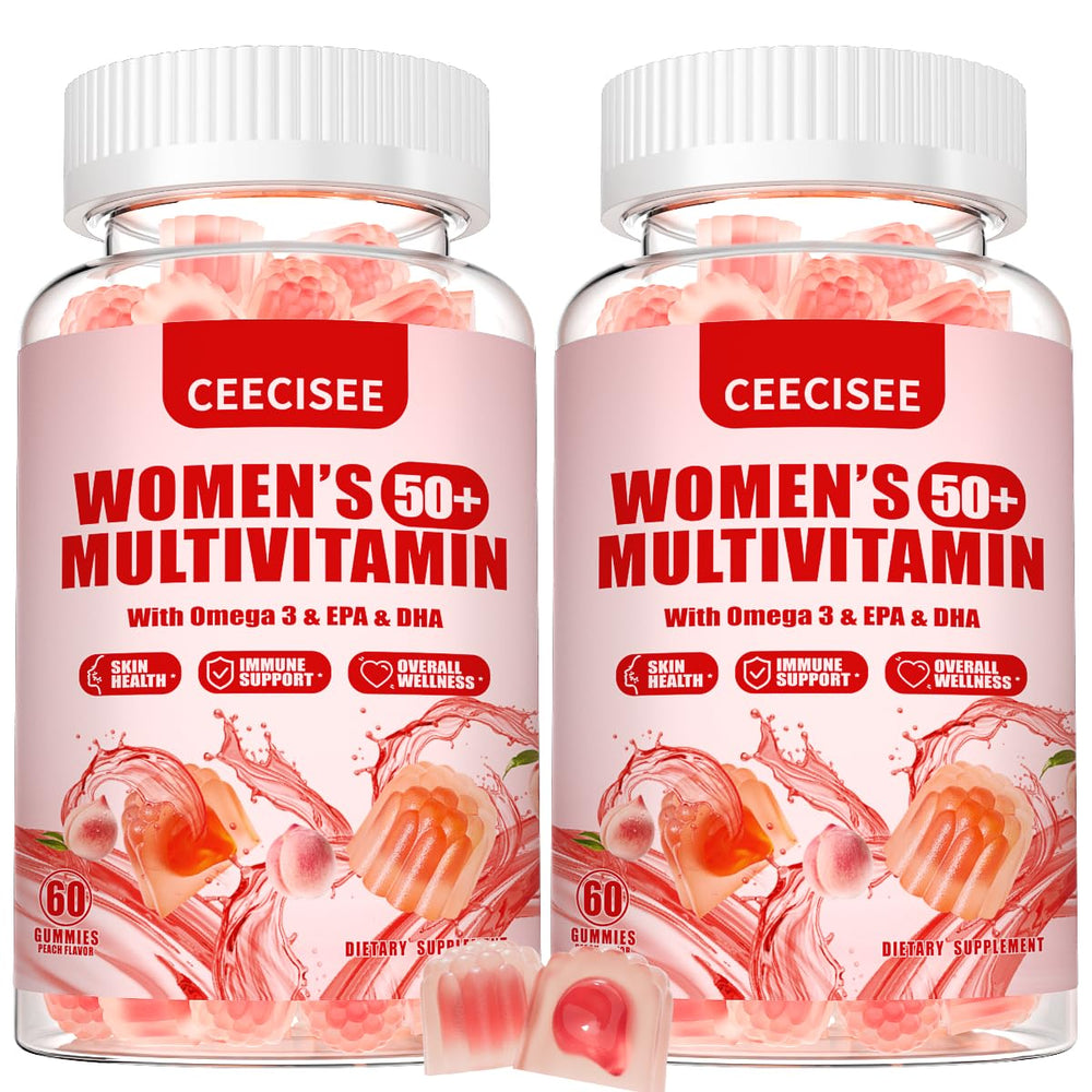 Ceecisee 50+ women vitamin gummies bottle showcases organic vegan multivitamin for daily wellness