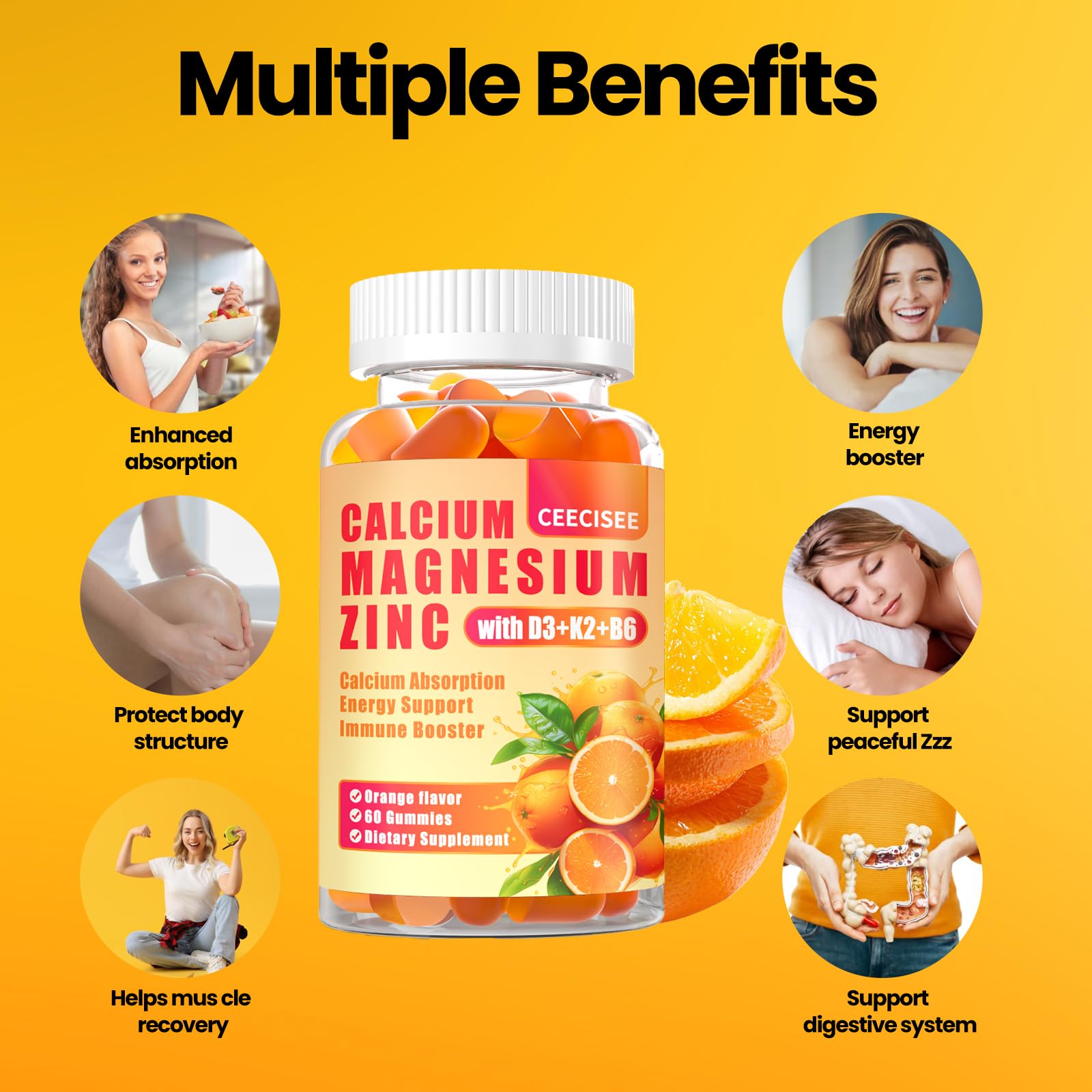 Ceecisee ingredients panel lists calcium, magnesium, zinc blend.