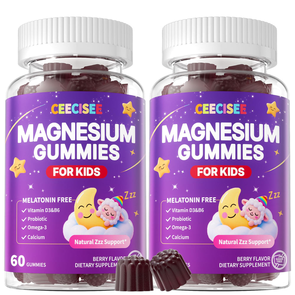 Ceecisee Kids Magnesium Gummies bottle with berry flavor for bedtime support.