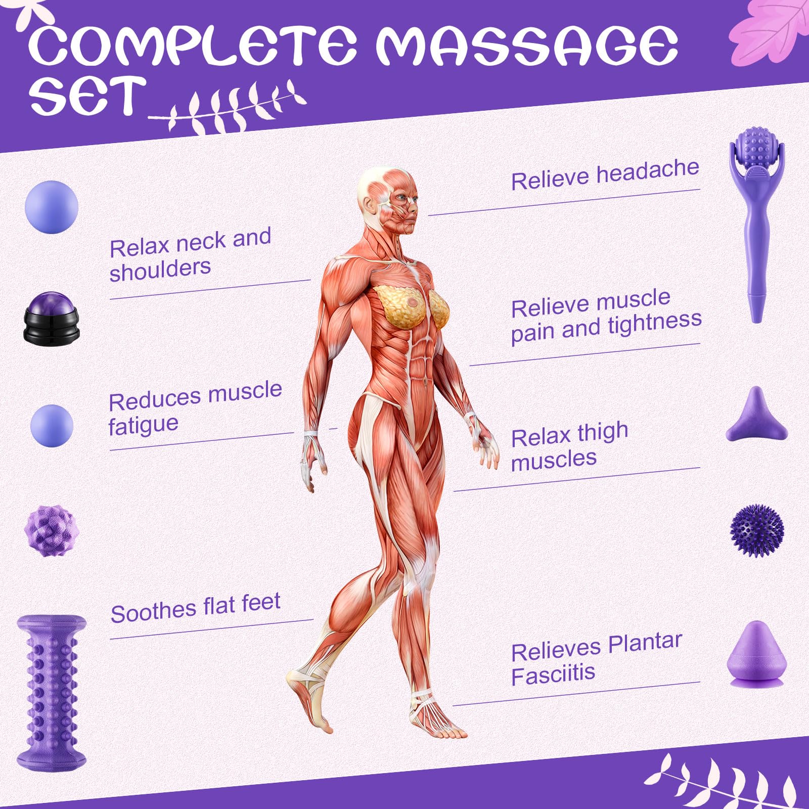 Ceenna 360° rotating ball provides versatile rolling for full-body massage.