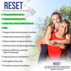 CELCLENE Reset+ bottle pour showing easy mix for hydration and focus.