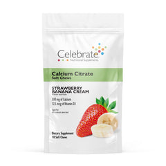 Celebrate Bariatric Calcium Citrate Soft Chews bottle front — sugar-free, gluten-free bone support.