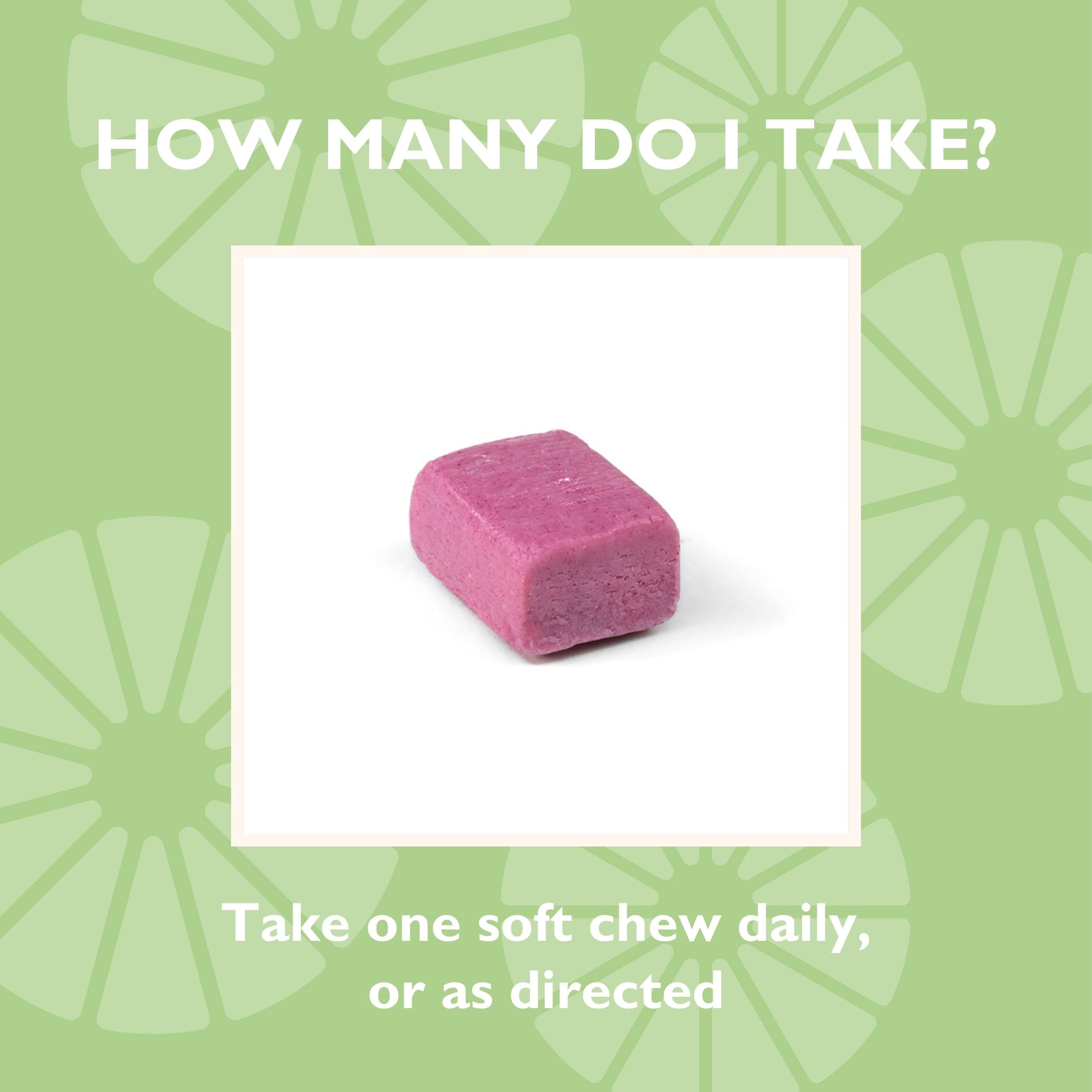 Celebrate Bariatric Calcium Citrate Soft Chews individually wrapped — convenient on-the-go packaging.