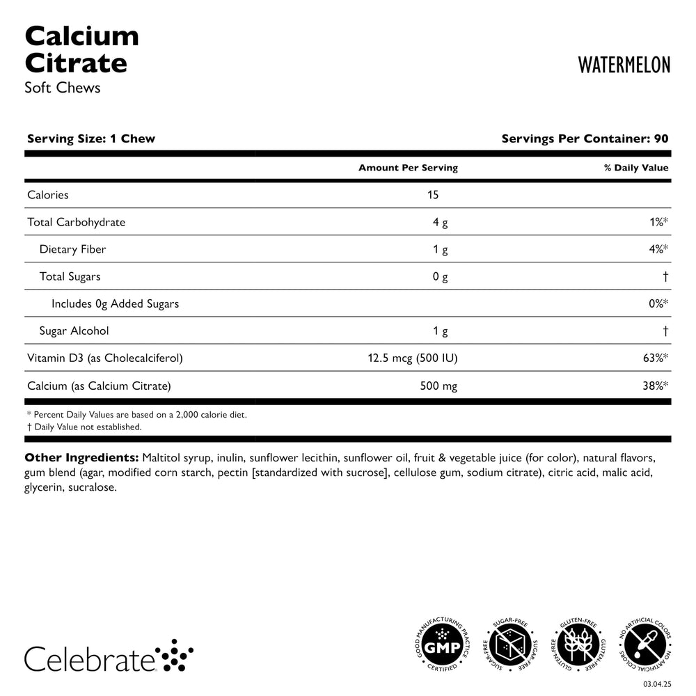 Close-up packaging highlights melon flavor and easy daily calcium intake.