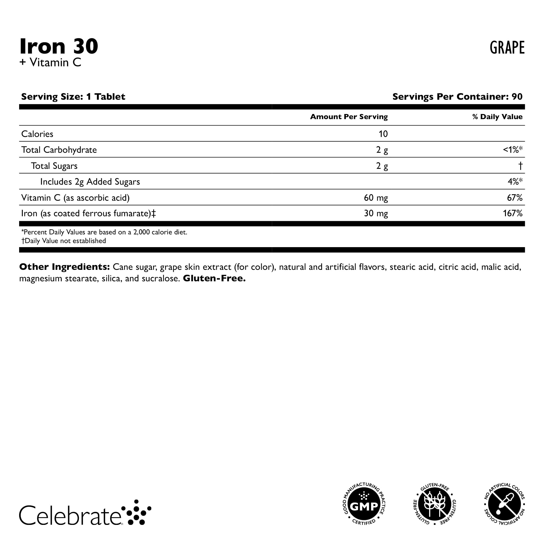 Celebrate Bariatric Supplements vitamin C boost highlights improved iron absorption potential.