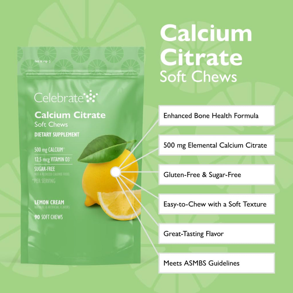 Packaging of Celebrate Bariatric Soft Chews showing lemon flavor for daily use
