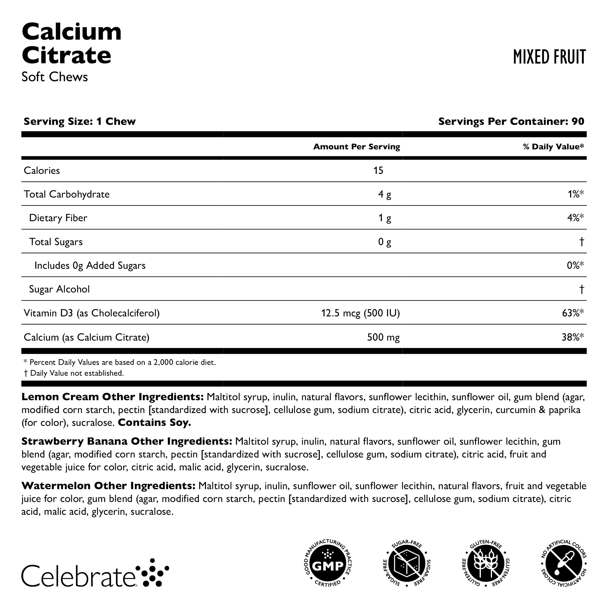 Celebrate Vitamins calcium citrate soft chews texture is smooth and non-gritty for easy chewing