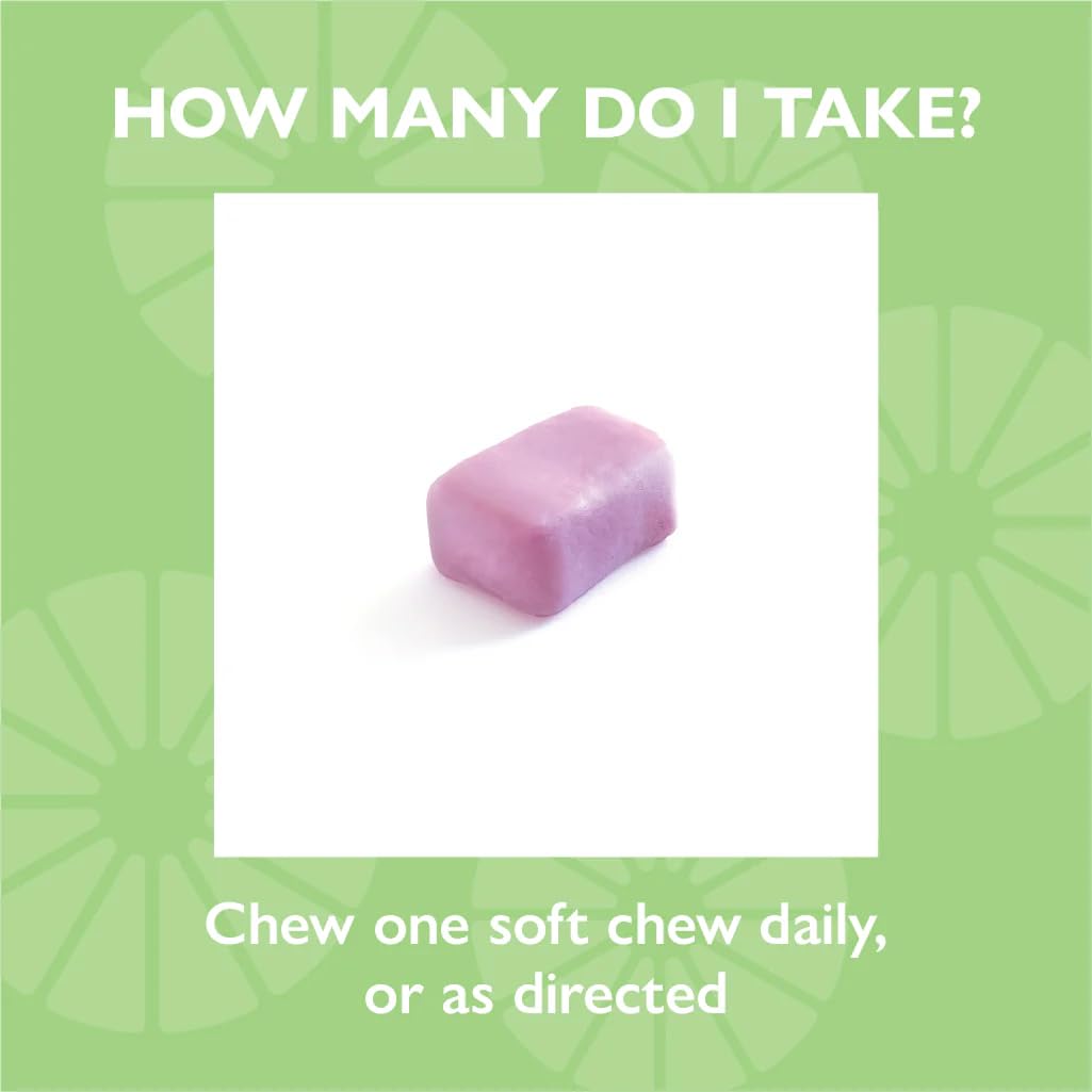 Bariatric soft chew showcases 500 mg calcium citrate and 500 IU D3 with no gritty aftertaste.