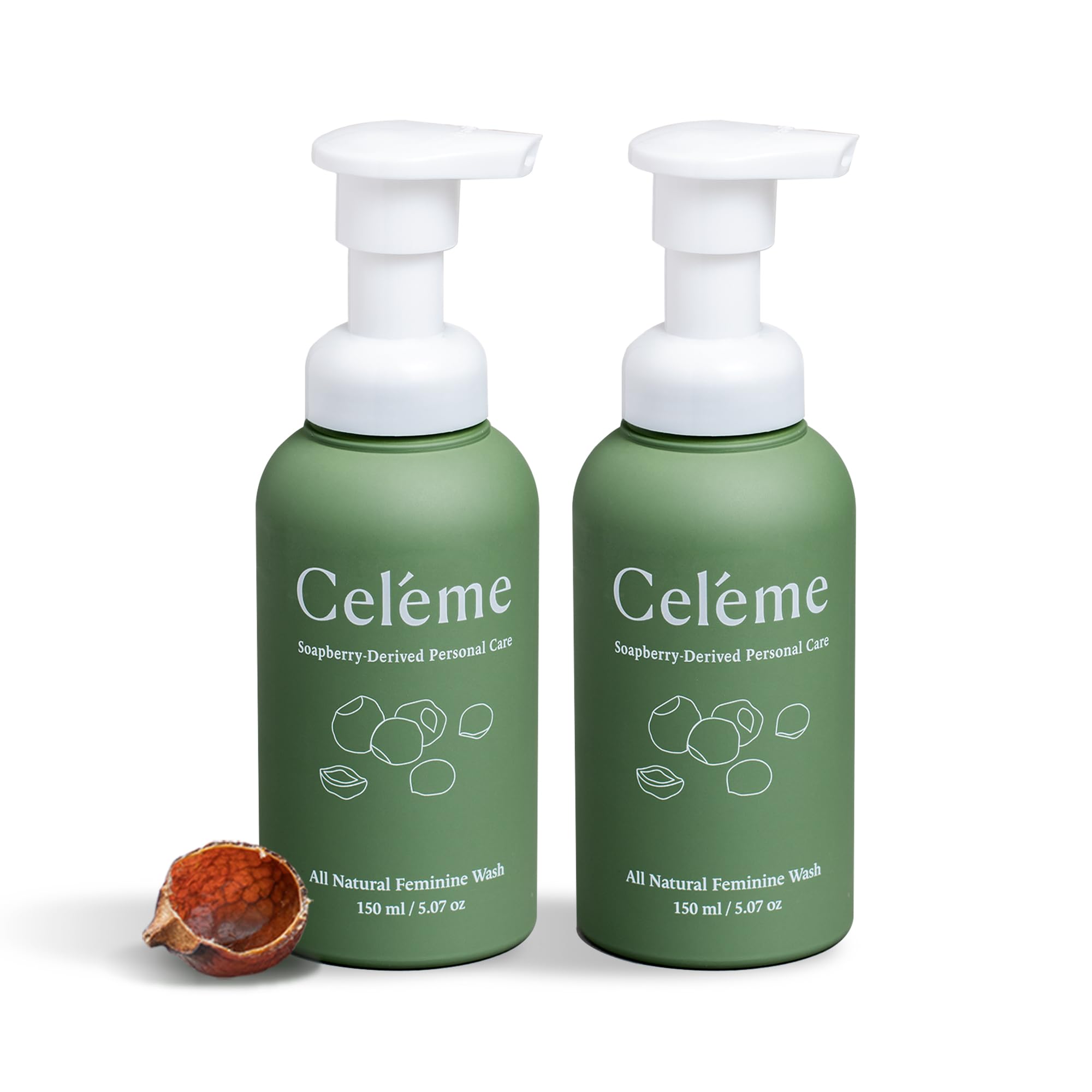 Celéme Soapberry Wash bottle offers a gentle, pH-balanced cleanse for daily intimate care.