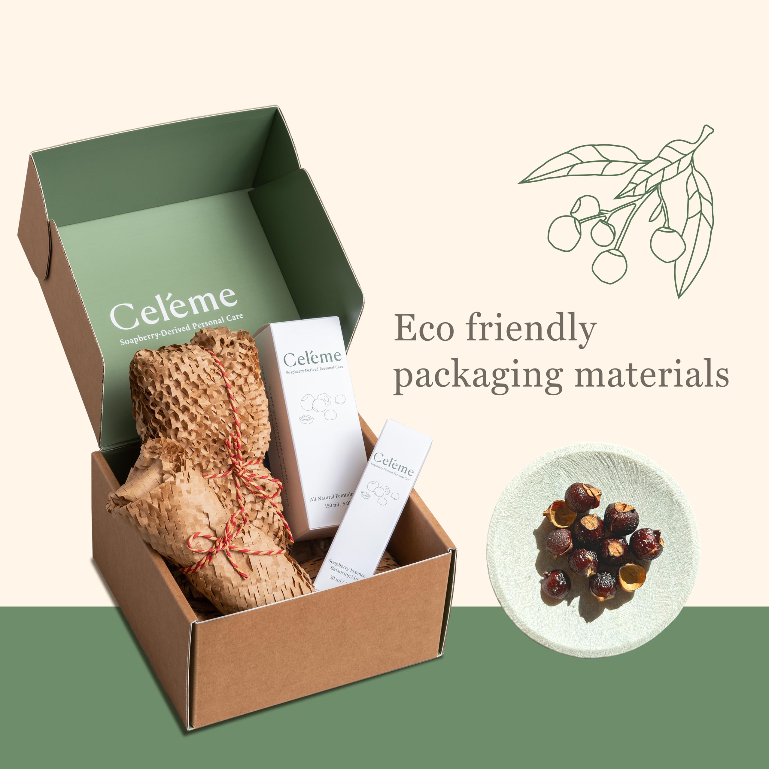 Celéme gift set display for feminine care essentials.