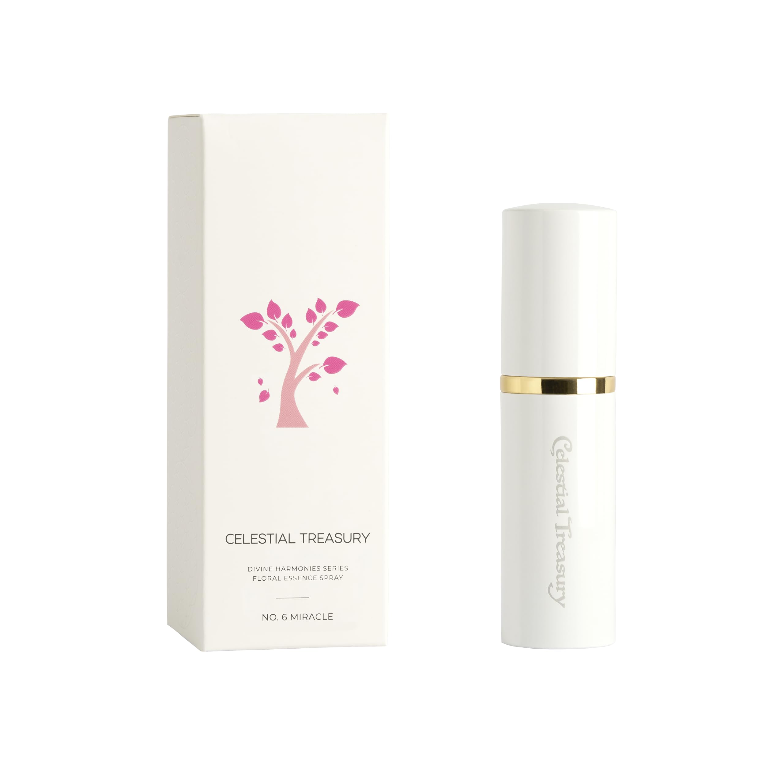Celestial Treasury Blessed Floral Essence Spray No.6 bottle offering calm ambiance.