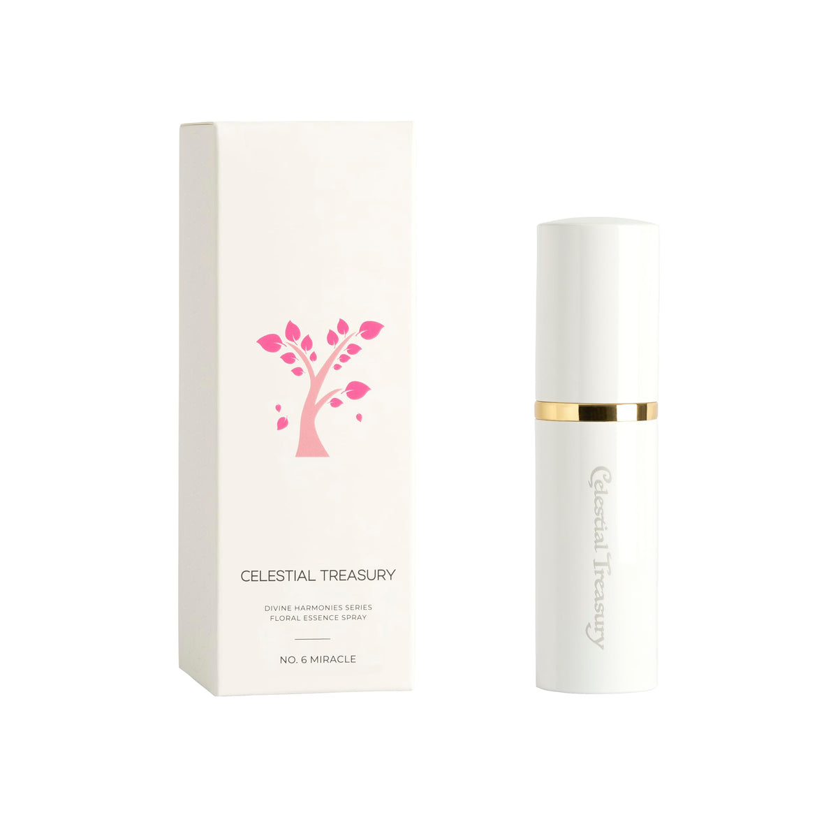 Celestial Treasury Blessed Floral Essence Spray No.6 bottle offering calm ambiance.