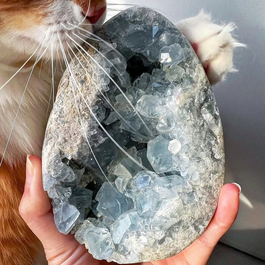 Celestine cluster raw-mineral-matrix shows authentic geological texture.