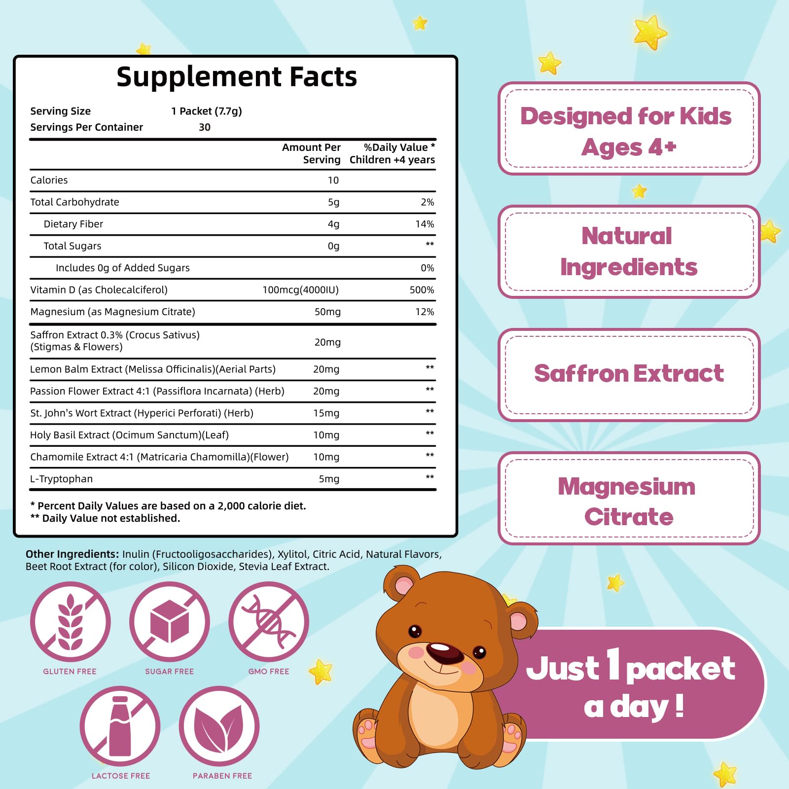 Cellbiolabs Saffron for Kids packaging conveys a clean formula.
