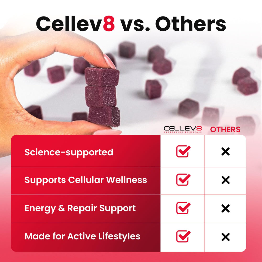 Cellev8 Prime Recovery gummy texture close-up, chewy and enjoyable.