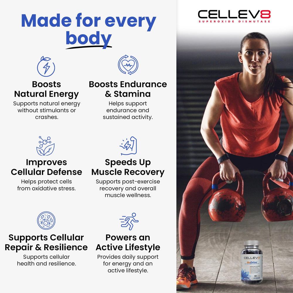 Cellev8 ReDrive label detail showing Vitamin D3 for daily wellness