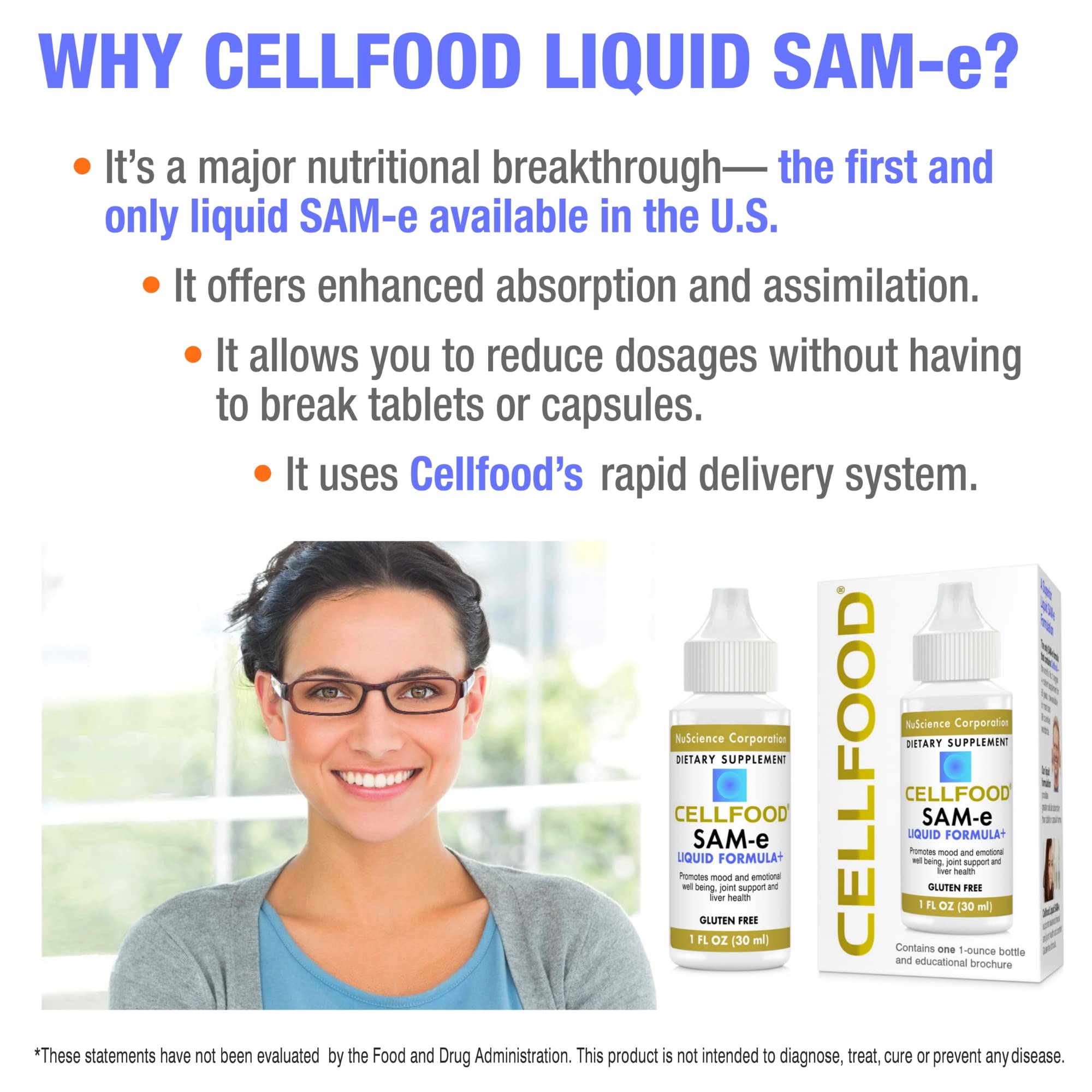 Cellfood SAM-e liquid dropper for accurate daily serving